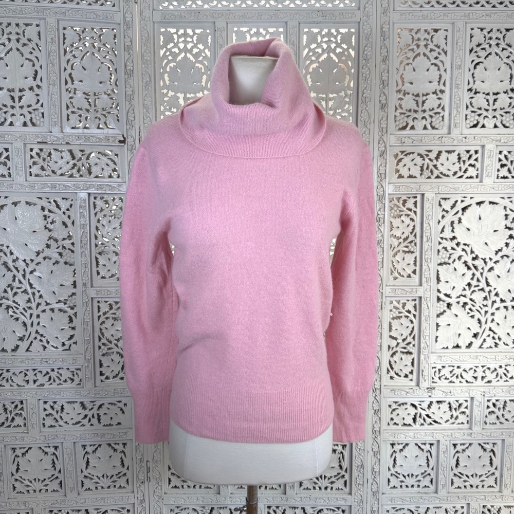 Vtg Lambswool Angora Blend Pink Cowl Neck Sweater Womens Medium Drape Retro